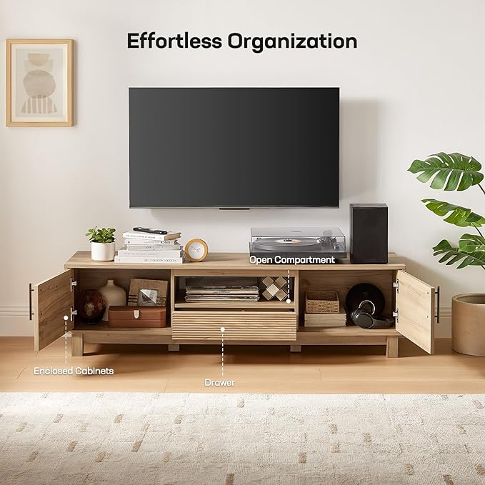 Amada 58" TV Stand for TVs up to 65 Inch, Fluted Entertainment Center