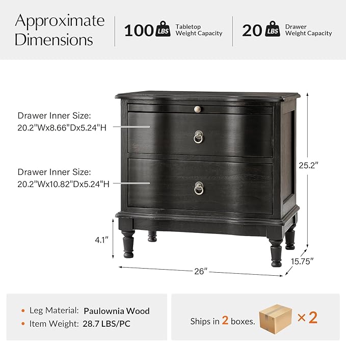 HULALA HOME Solid Wood Storage End Tables