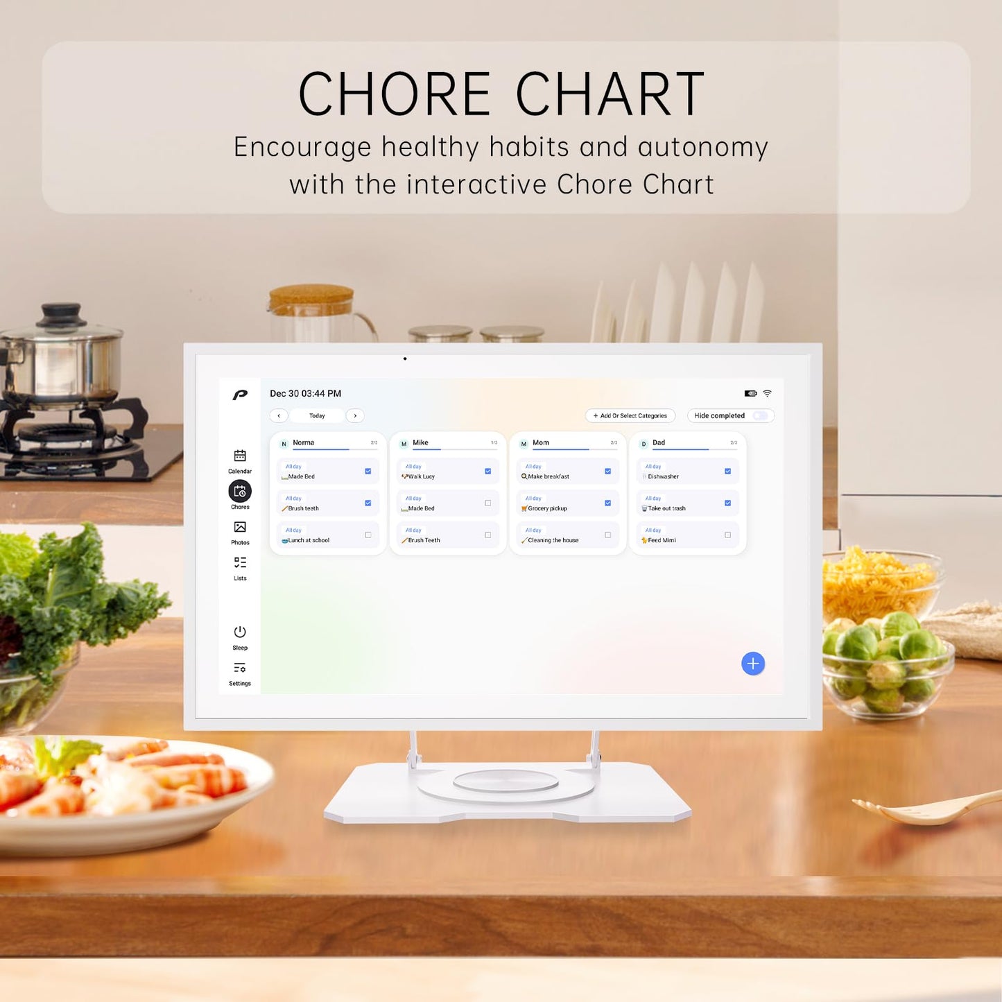 Digital Calendar, 15.6 inch Wall Planner & Chore Chart, Rechargeable Full HD Touchscreen Display, Portable Smart Family Organizer, Event Planner, Desk and Wall mountable, Perfect for Family Schedules - No Subscription (Free Magic Import)