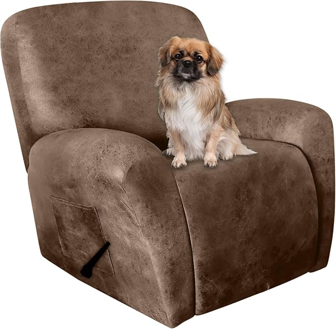 ANARACHON Leather Like Recliner Chair Covers Stay in Place, 4 Pieces Recliner