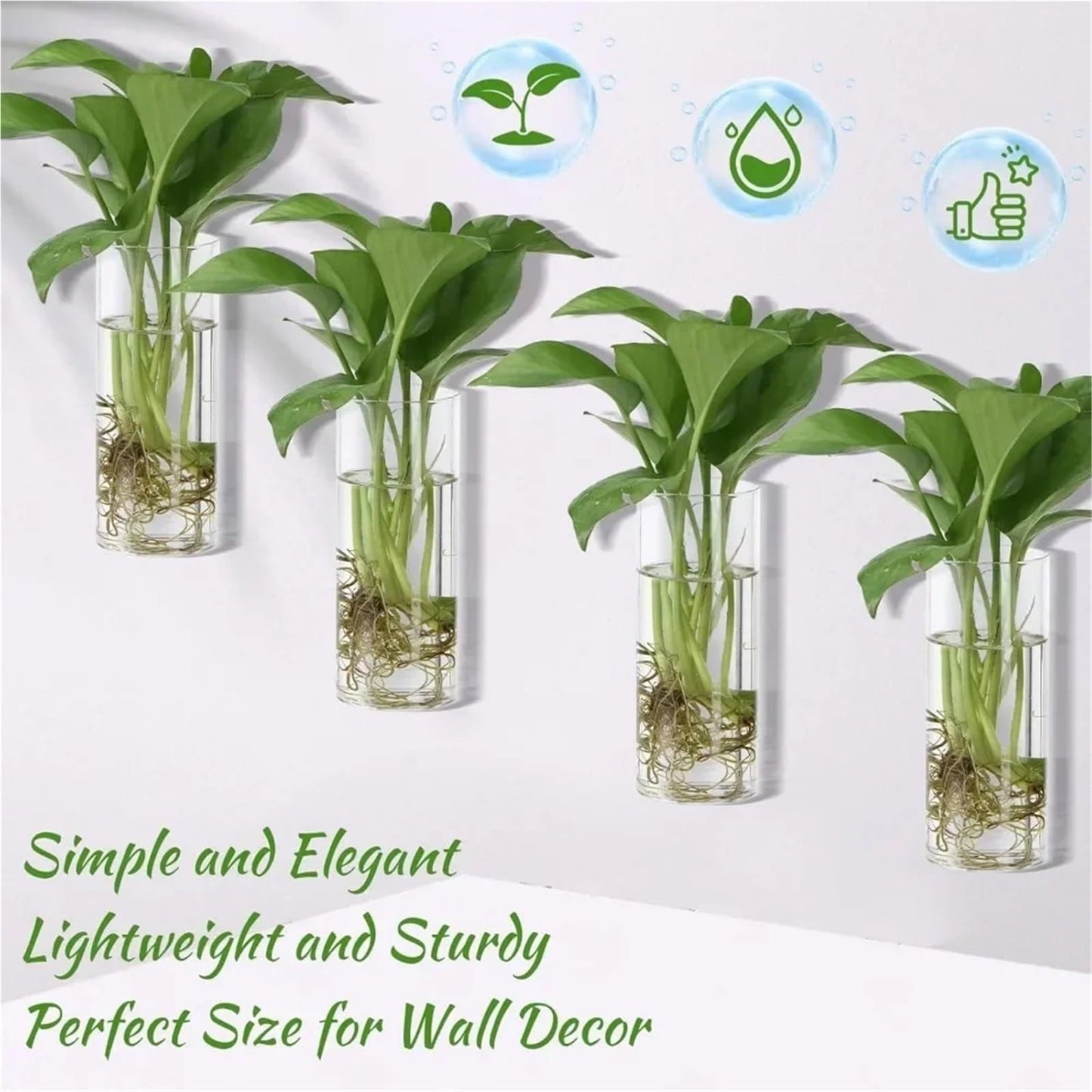 Glass Vase Vase 3Pack Wall Hanging Glass Planters Plant Terrarium Plants Holders Air with Plastic Invisible Traceless Hangers(3Pcs Small)