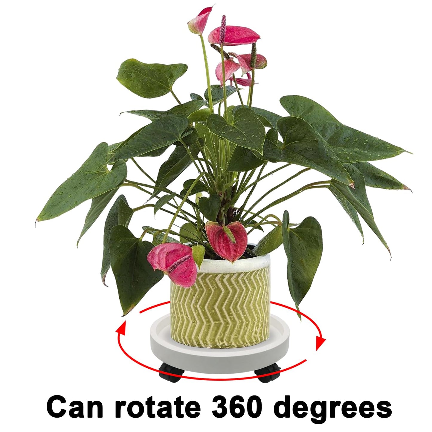 RUENXG 2-Pack 13" Heavy Duty Plant Caddy with Lockable Wheels, Industrial-Grade Rolling Plant Stand for Indoor/Outdoor Potted Plants, Flower Pots & Garden Decor - White