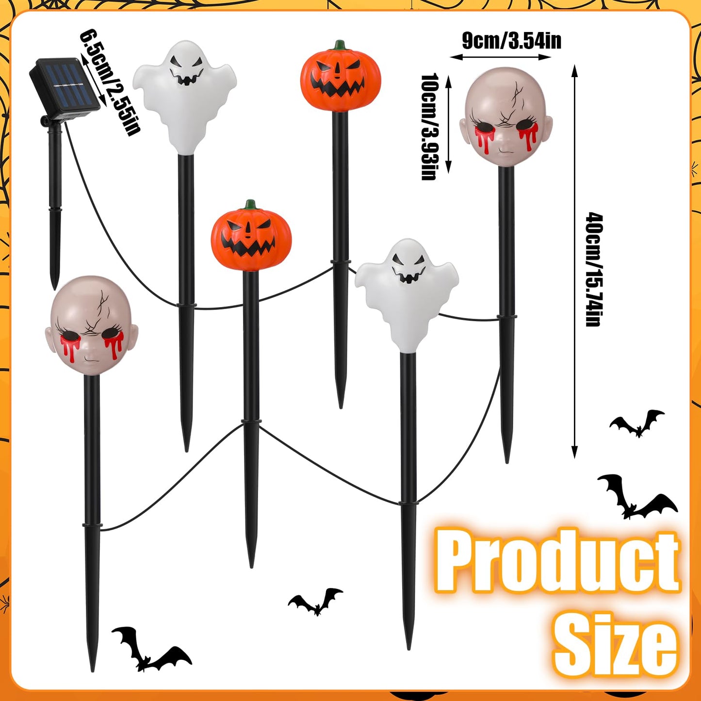 Glooglitter 6 Pack Halloween Decorations Outdoor Solar Stake Lights Halloween Lights Waterproof for Garden Patio Yard Pathway Grave Lawn Porch Party Decor(Purple Ghost)