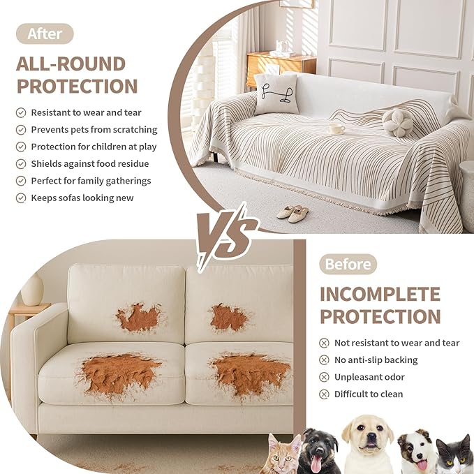Boho Chenille Couch Cover for Dogs, Non Slip Sofa Cover, Couch Slipcover Covers