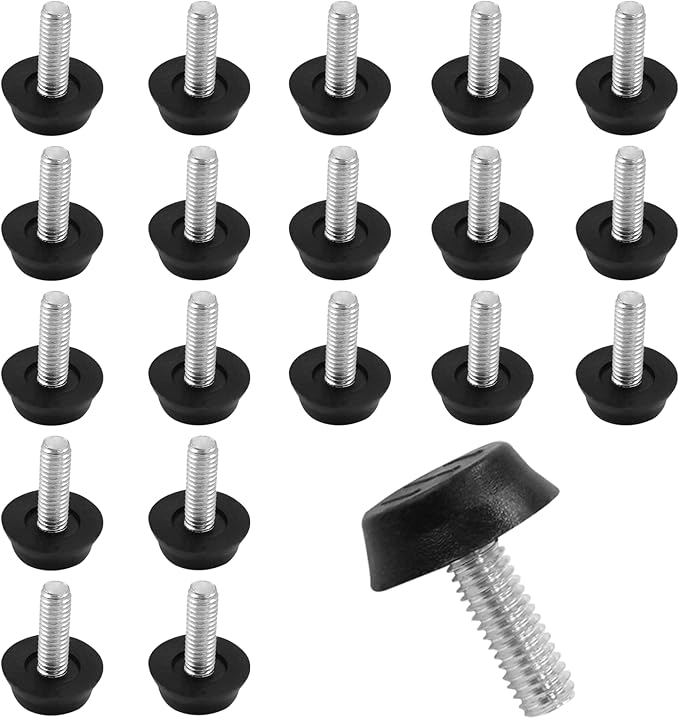 20Pcs 1/4" Thread Adjustable Furniture Levelers, M6 Stainless Steel Screw in