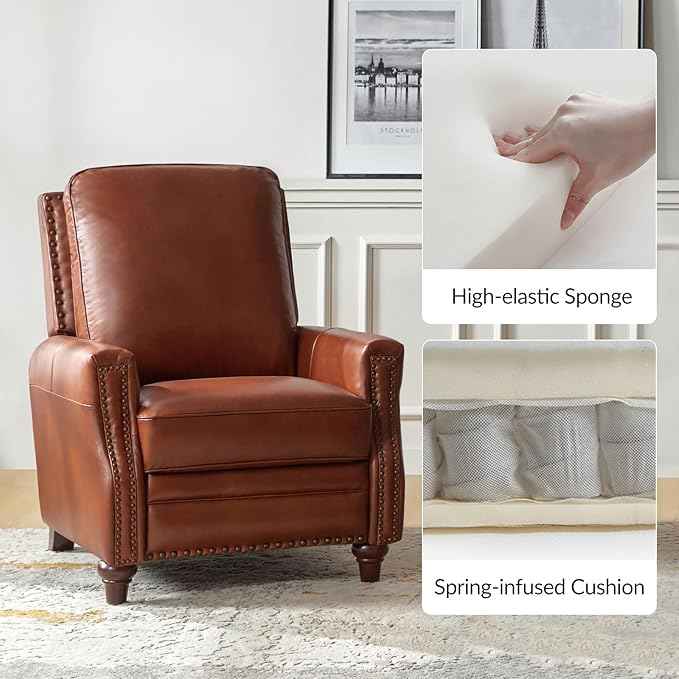 HULALA HOME Genuine Leather Manual Recliner Chairs Set of 2