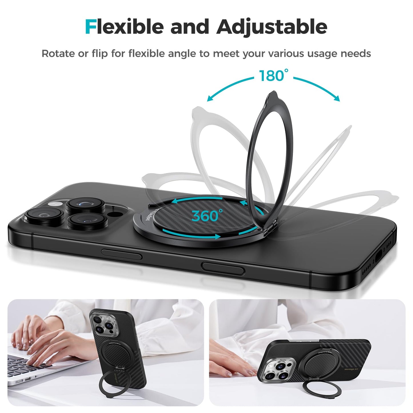 BENKS ArmorPop Magnetic Phone Grip & Stand for MagSafe, 360° Rotation Adjustable Phone Ring Holder for iPhone 17/16/15/14/13/12 Series, Durable Kevlar Design