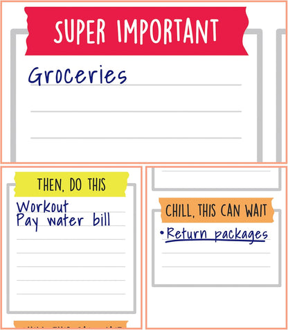 Carson Dellosa Aim High Notepad 3-Pack Set, Note Pads for To Do List, Goals, Checklist, and Classroom Organization Stationary, Desk Accessories and Office Supplies