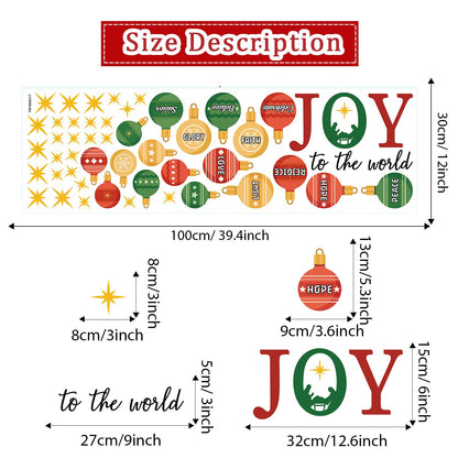 TOARTi Joy to The World Wall Decal Christmas Ball Window Cling Merry Christmas Light Ball Wall Stickers Xmas Christmas Bible Quotes Stickers Nativity Scene Decals Xmas Holiday Party Supplies