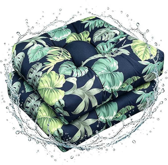 Set of 2 Outdoor Indoor Rocking Chair Cushion Square Wicker Seat Cushion