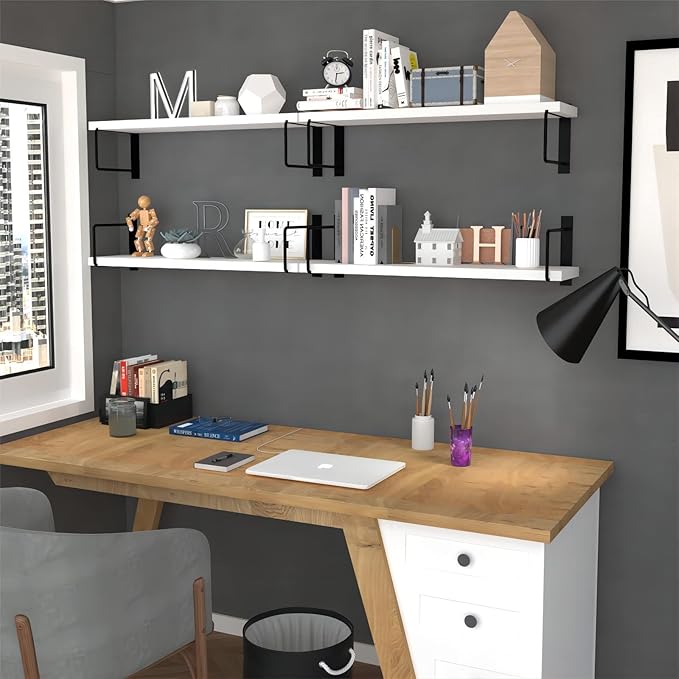 Floating Shelves, 24 Inches Easy to Install Wall Mounted Shelves, Rustic Wood