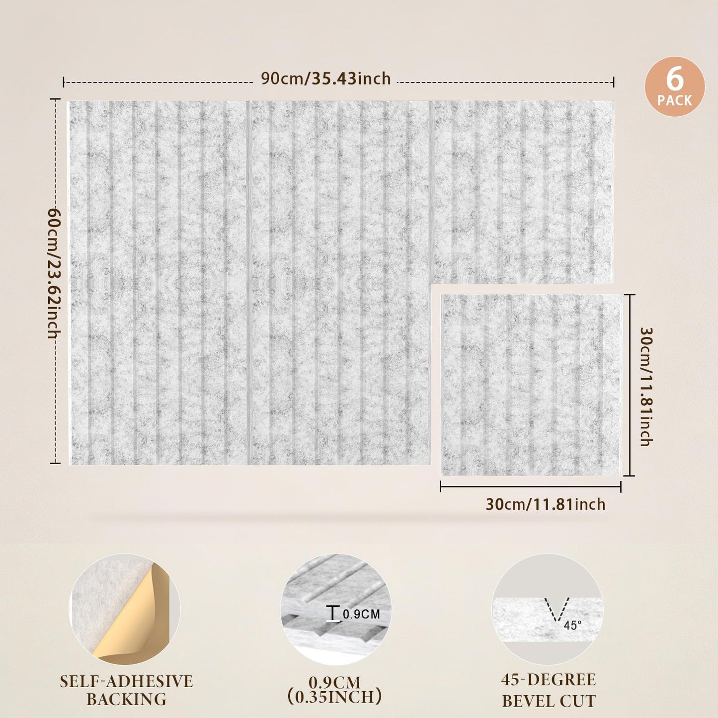 JBER Large Felt Bulletin Board 36" x 24" - 6 Pack Felt Wall Tiles, Cork Board Alternative to Use in Office & Home Decor, Classroom Decor, Vision Board to Display Your Photos(Silver Gray)