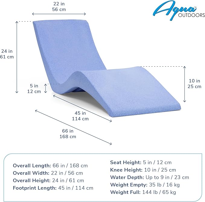Aqua Outdoors - in-Pool Chaise Lounger - Pool & Sun Shelf Lounge Chair -
