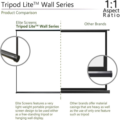 Elite Screens Tripod Lite Wall Series, 2in1 Portable Projector Screen Dual Tripod Stand/Wall Mount Indoor/Outdoor 50-INCH, 1:1 w/Carrying Bag, US Based Company 2-Year Warranty - T50SW, Black