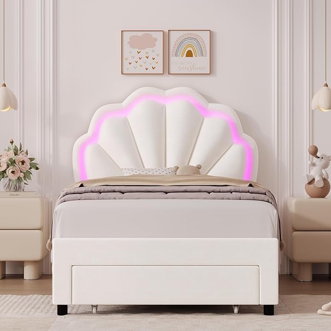 HIFIT Twin Upholstered Smart LED Bed Frame