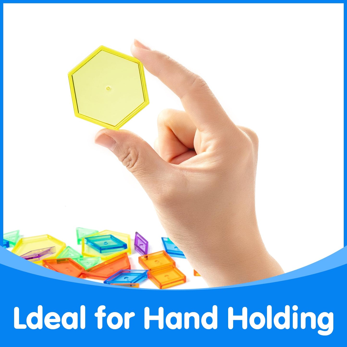 Odoorgames 140 Pcs Translucent Pattern Blocks - Educational Light Table Manipulatives and Accessories - Fun and Engaging Geometric Shapes