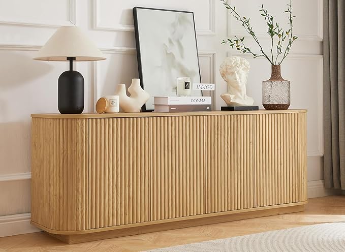 64'' Fluted TV Stand for TVs up to 75'', Modern Long Media Console