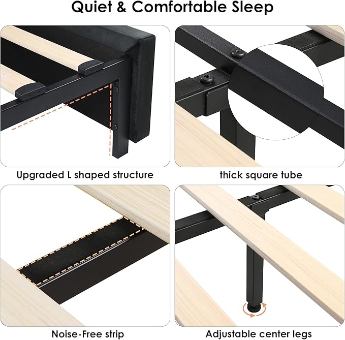 King Size Bed Frame 54" Tall Headboard