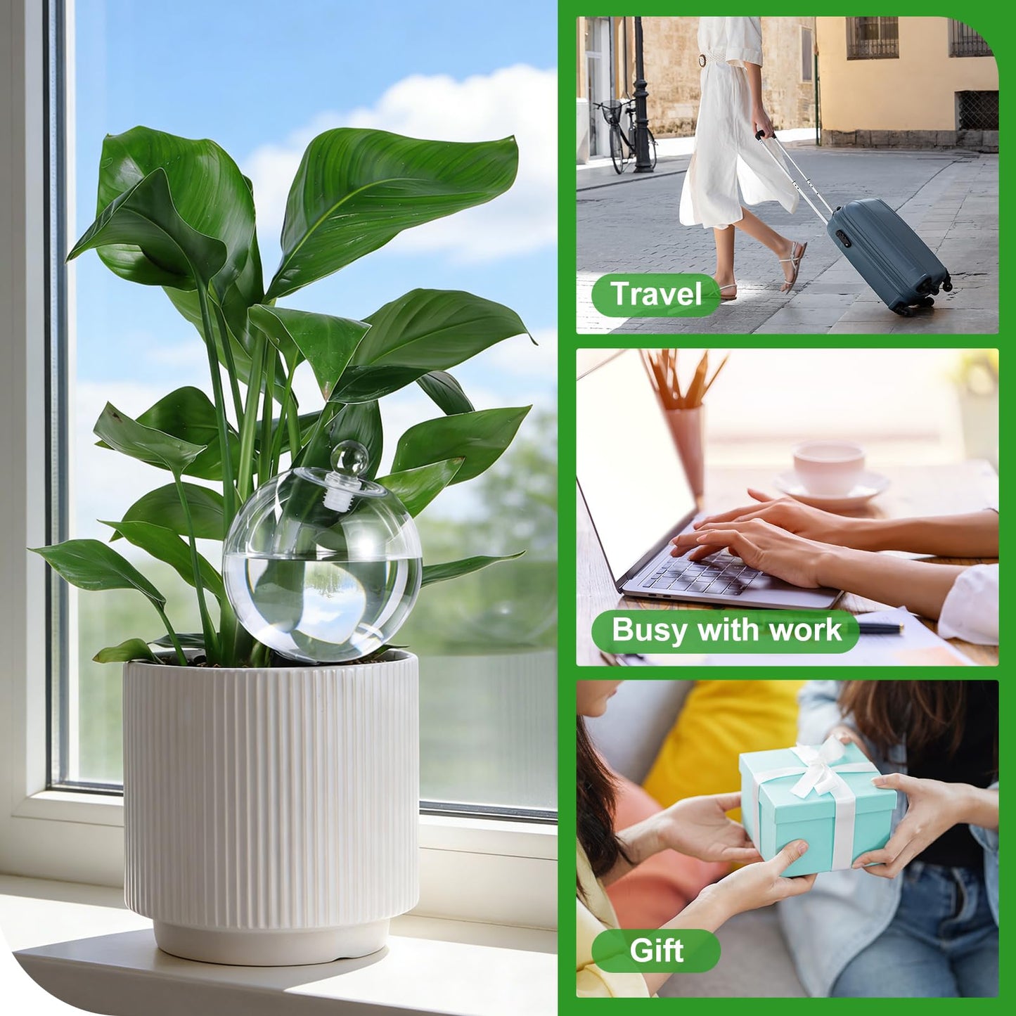 26 oz Extra Large Plant Self Watering Globes Top Fill - Upgraded Plastic Water Bulbs, Slow Release Terracotta Self Watering Planter Insert, Plant Watering Devices System, Water Spikes Stakes, 2 Pack