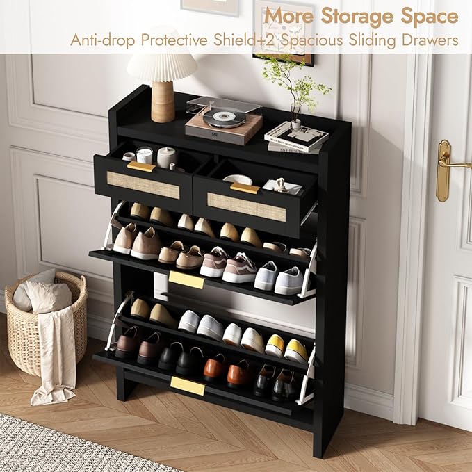HOKYHOKY Rattan Shoe Storage Cabinet