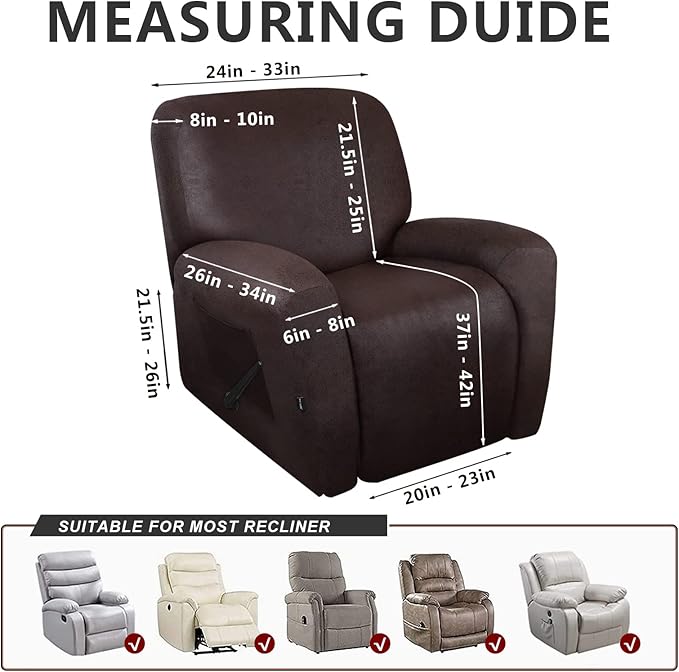 ANARACHON Recliner Chair Covers Leather Like, 4 Pieces Recliner Cover