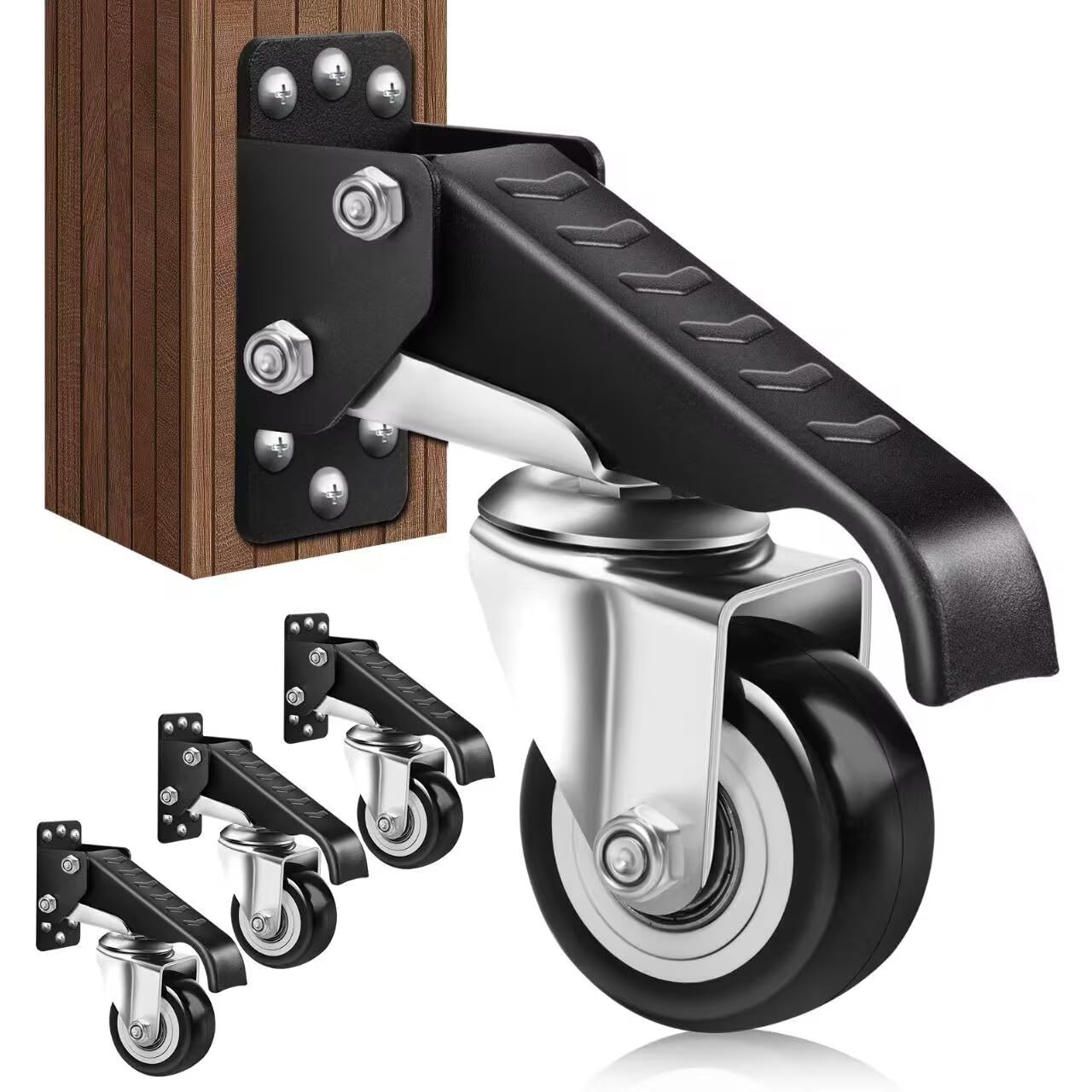 SPACECARE Retractable Workbench Casters Kit, Heavy Duty Workbenches Wheeels with 600 lbs Capacity, Adjustable Workbench Casters for Workbenches, Tables, and Cabinets, Easy to Install 4 Pack