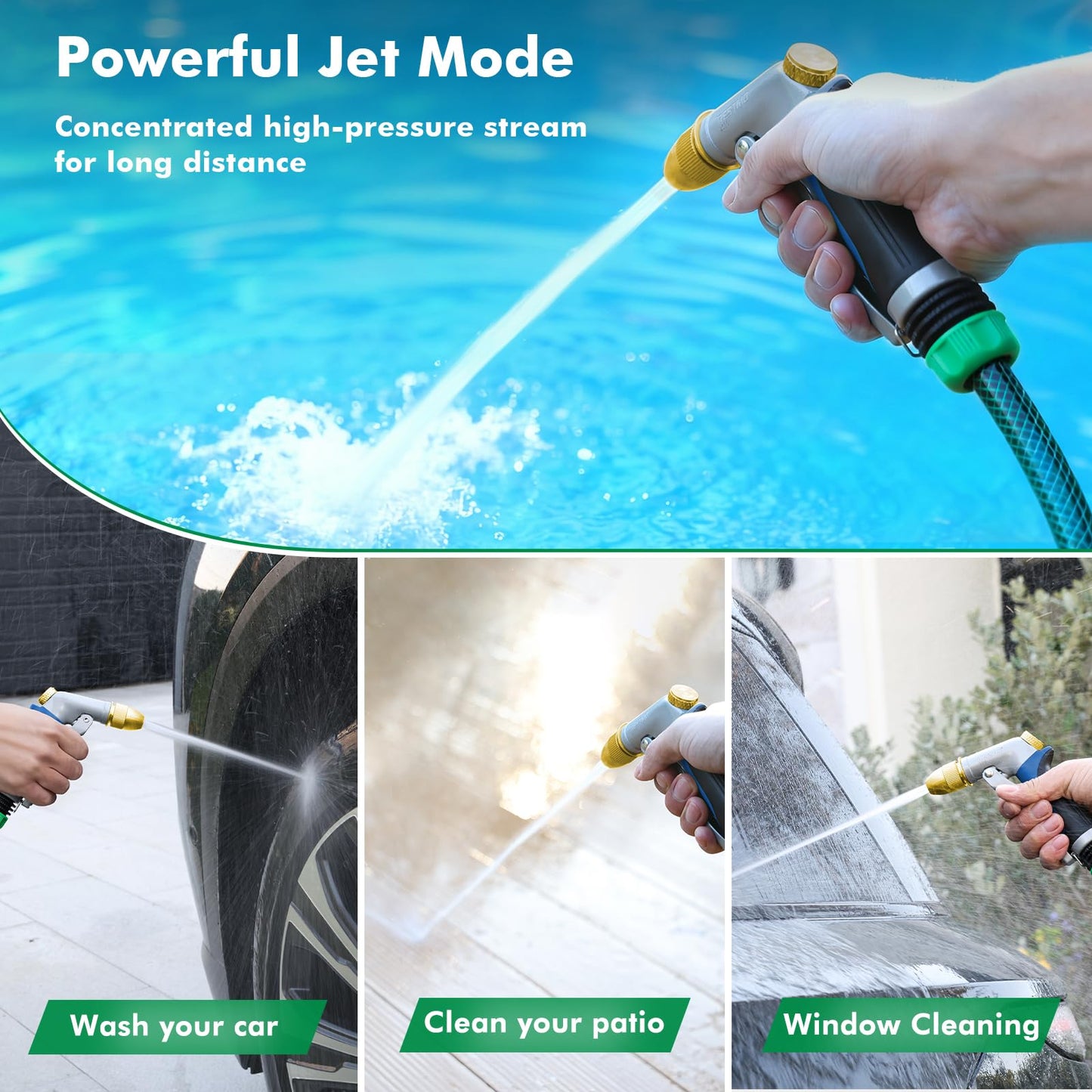 RESTMO Heavy Duty Metal Water Hose Nozzle, High Pressure Garden Hose Nozzle, Hose Sprayer Nozzle with Adjustable Spray Patterns for Garden Watering, Car Washing, Patio and Pet, Blue
