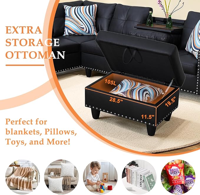 Wakefit Sectional Sofa Couch, Modern 4-Seaters Living Room Furniture Sets