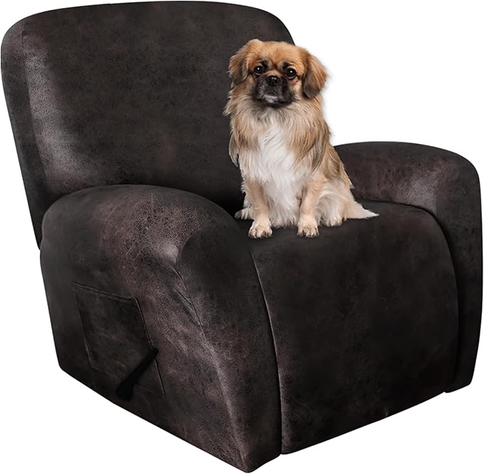 ANARACHON Leather Look Oversize Recliner Chair Covers, Thick 4 Pieces Recliner