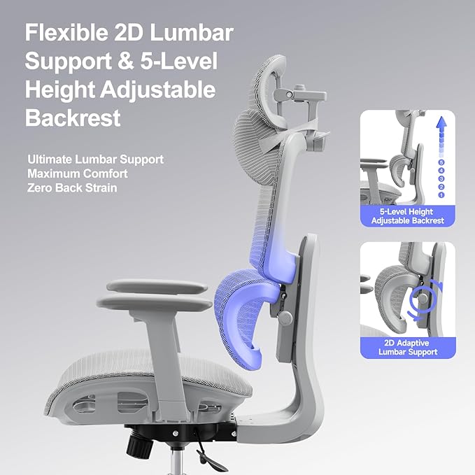 Ergonomic Office Chair with 3D Headrest, Computer Chair with Adjustable