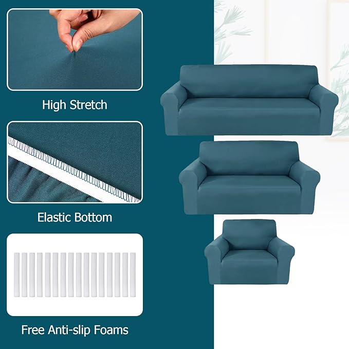 Peryiter 3 Pcs Couch and Loveseat Covers Set Sofa Cover