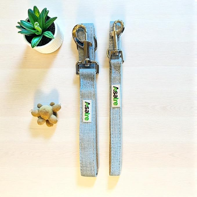 Hemp Dog Leash – 4ft Eco-Friendly Sustainable Pet Lead, Durable Natural Hemp & Cotton Leash, Soft on Hands, Vegan, Strong Metal Clasp by Asatre (Light Blue, X-Small)