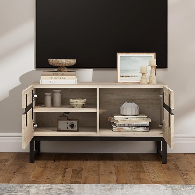 WAMPAT Modern TV Stand for 26-40 Inch TVs, Wood Entertainment Center