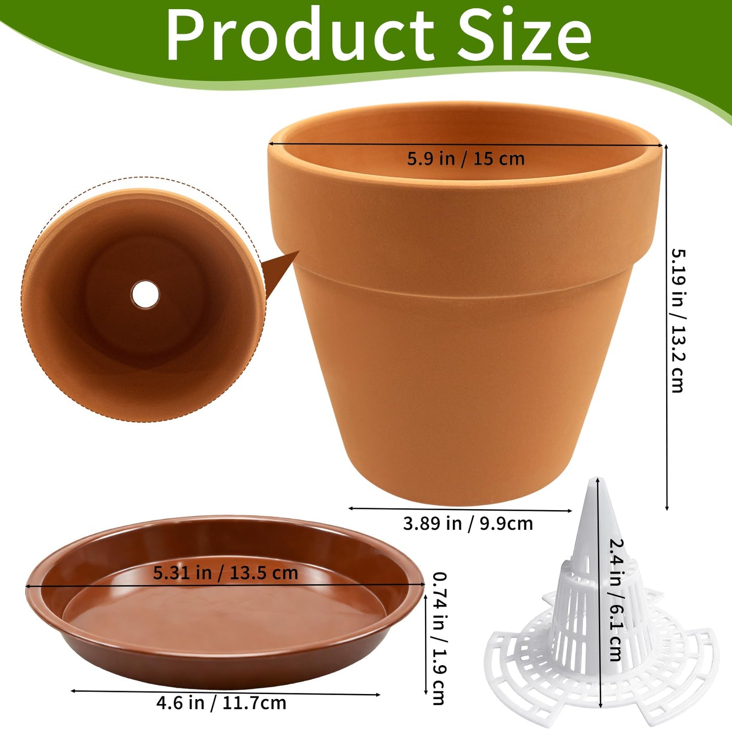 Seuqhck 6 Pack 6 Inch Terracotta & Clay Pots with Saucer for Plants, Breathable Clay Planters Flowerpot Terra Cotta Flowerpot with Drainage Hole for Indoor Outdoor Gardening Succulents Home Decor