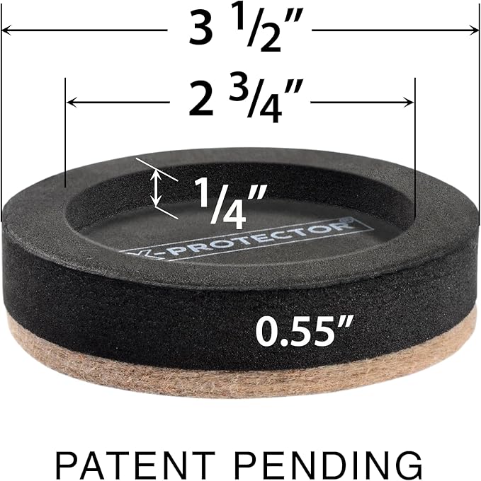 Felt Furniture Sliders for Hardwood Floors X-PROTECTOR 16 PCS 3 ½”