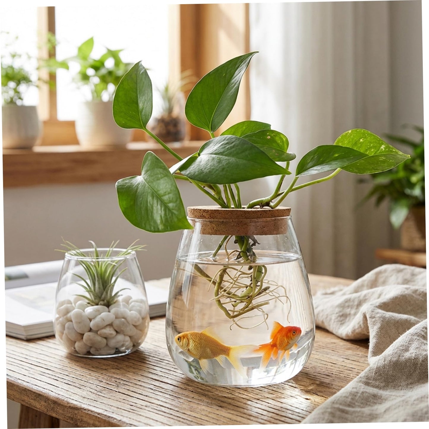 Propagation Vases for Plants, Clear Glass Terrarium Jar with Wooden Stopper for Hydroponics, Creative Home Decor and Tabletop Plant Propagation Station, Terrarium Jar