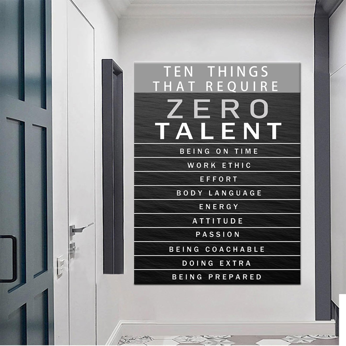 Office Wall Art Motivational Inspirational Posters Prints on Canvas Ten Things That Require Zero Talent Inspiring Quotes Picture Print for Living Room Home Decor Framed Ready to Hang [30''W x 40''H]