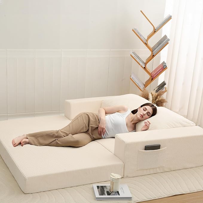 COMAX Convertible Sofa Bed Queen, Folding Fold Out Couch Bed, Floor Futon Couch