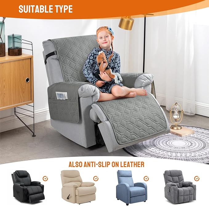 VANSOFY 100% Waterproof Recliner Chair Covers, Recliner Cover Non-Slip Dog