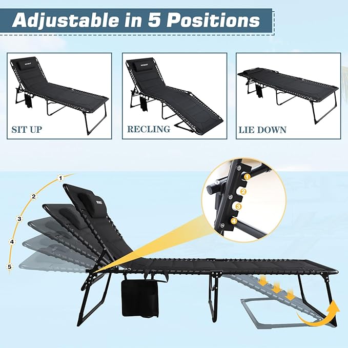 Oversized Padded Outdoor Folding Lounge Chair