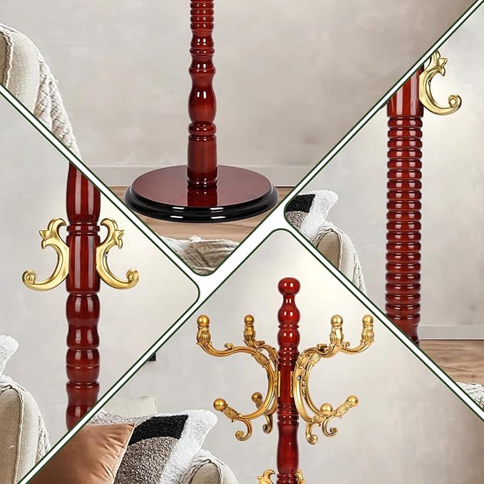 73" Wooden Coat Rack Stand, Coat Racks Freestanding