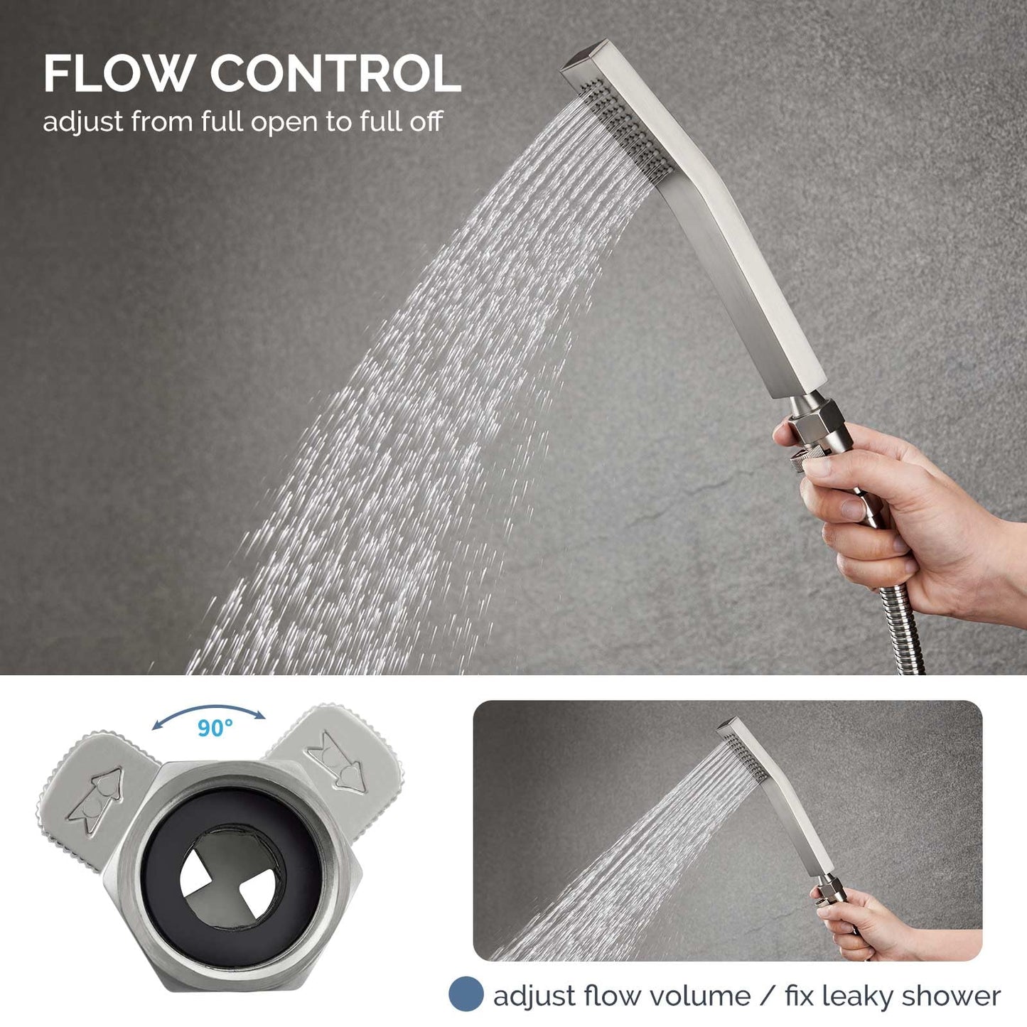 Water Flow Control Valve, Angle Simple Brass Shower Shut Off Valve, Flow Restrictor for Handheld Shower, Bidet Sprayer, Brushed Nickel