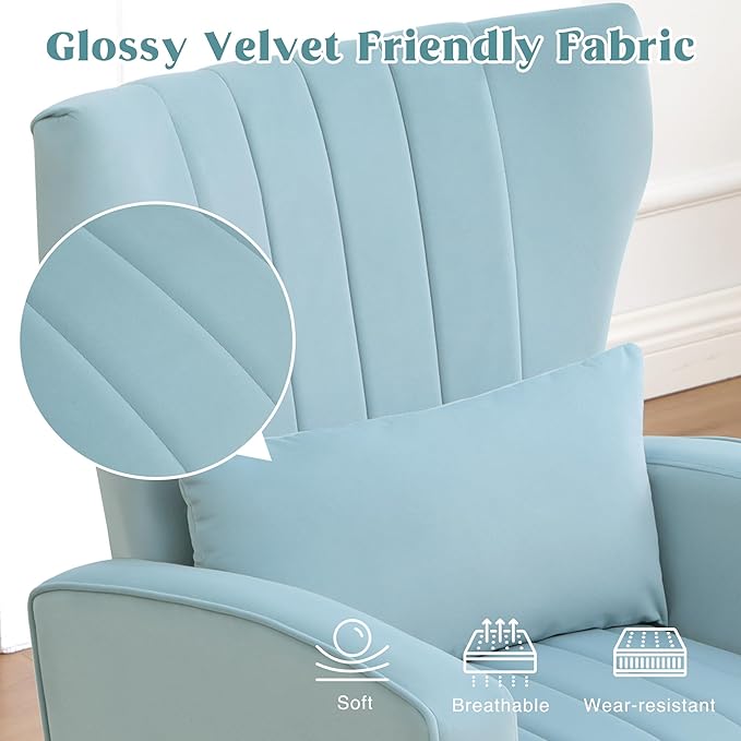 Modern Accent Chairs Set of 2 Upholstered Living Room Chairs, High Back Arm