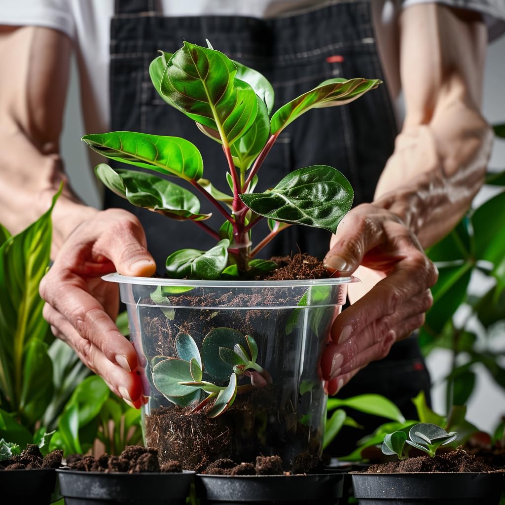 OUPSAUI 20 Pack 7 Inch Clear Nursery Pots for Plants, Clear Plant Pots with Drainage Holes, Flexible Plastic Nursery Pots Variety Pack, Seedling Planter Seed Starter Pots(7 INCH)