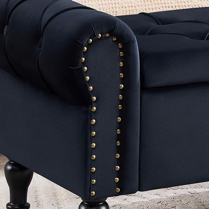 Storage Bench for Bedroom, Velvet 51" End of Bed Bench, Queen Size Bench