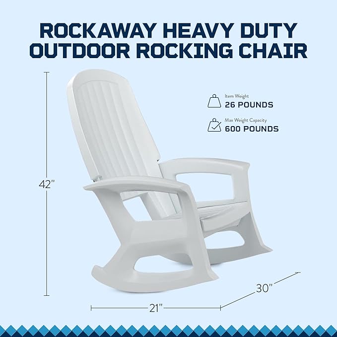 Semco Rockaway Heavy-Duty Outdoor Rocking Chair w/Low Maintenance All-Weather