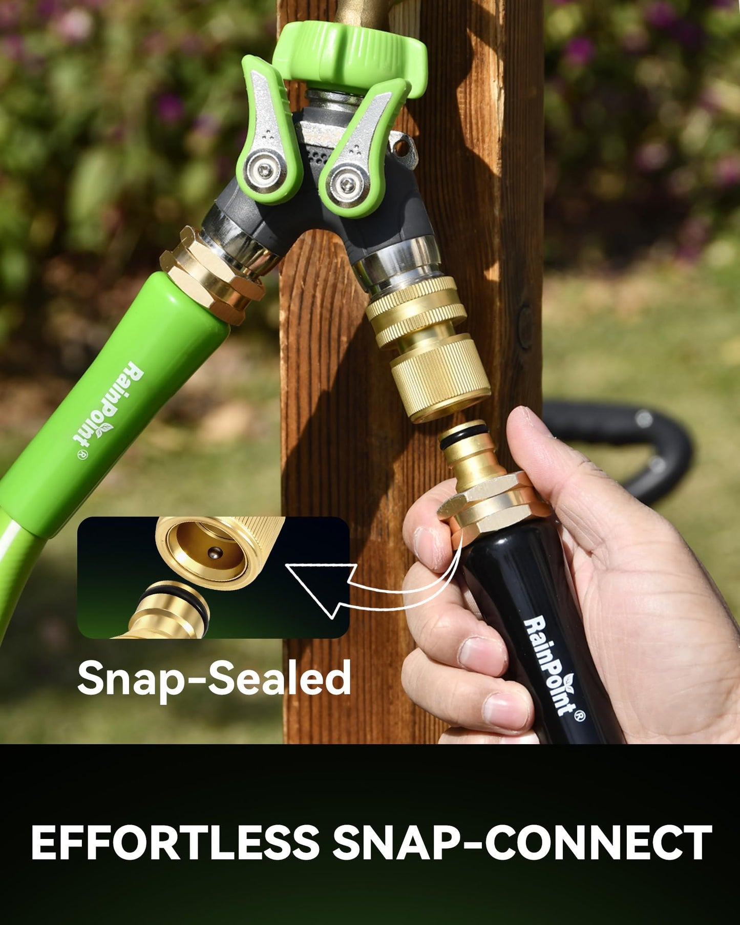 RainPoint Quick Connect Hose Fittings 3/4" GHT - Solid Brass Garden Hose Connectors, No-Leak Design & Universal Fit for Instant Connection (2 Sets)