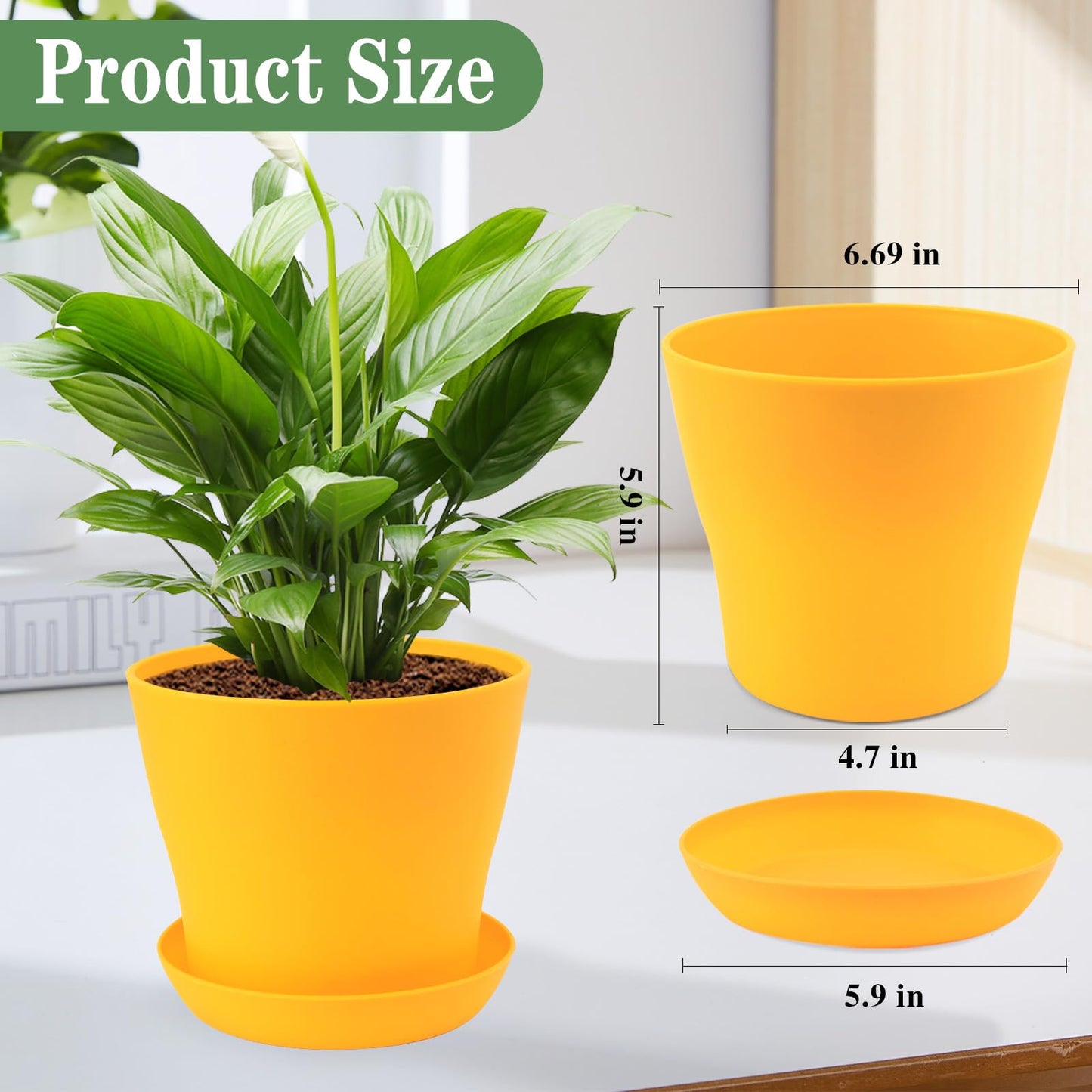 Bluckincle 8 Pack 4.7 Inch Flower Pots and 8 Pack 6.7 Inch Plant Pots Indoor Outdoor