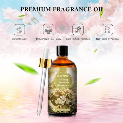 PHATOIL 100ML Morning Osmanthus Fragrance Oils, Huge 3.38fl.oz Bottle Morning Osmanthus Oil, Pure Aromatherapy Oils for Diffuser, Humidifier, Scented Oils for Soap, Candle Making
