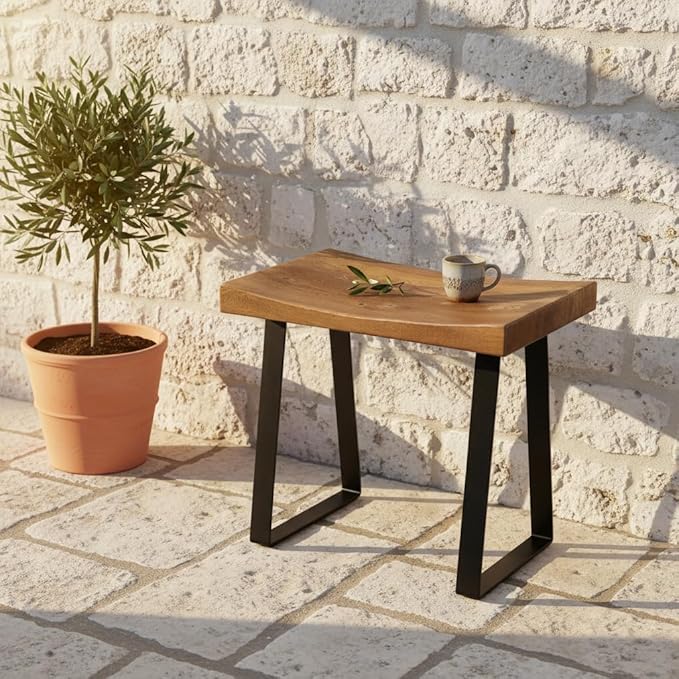 Home Soft Things Natural Reclaimed Pine Wood Tile Shape Entryway Bench